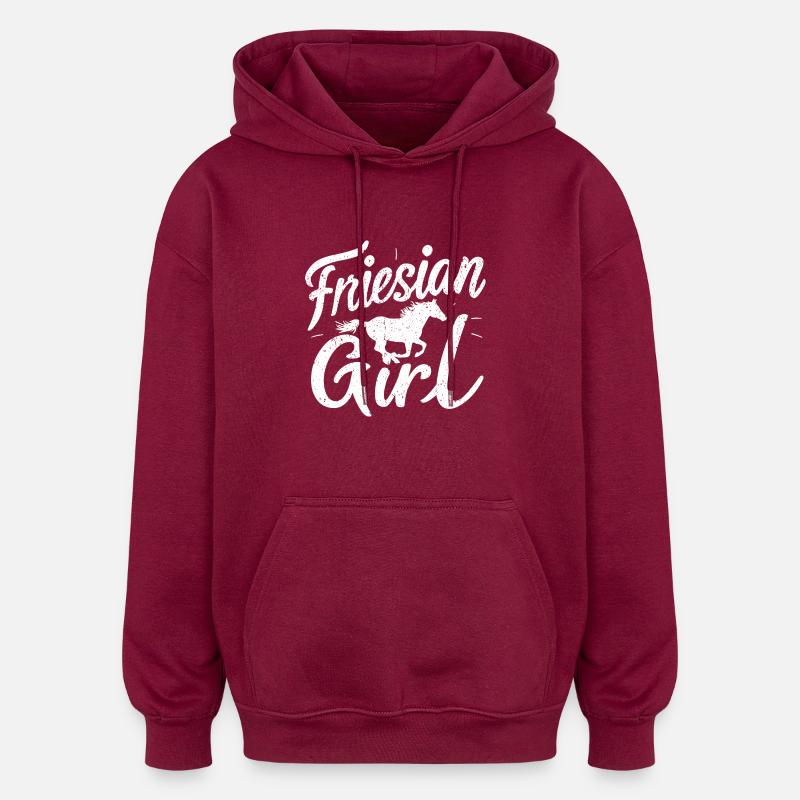 Fière cavalière frisonne - Sweat à capuche oversize unisexe - bordeaux