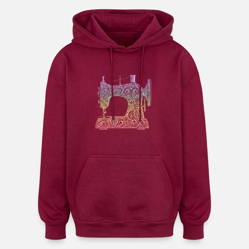 Machine à coudre - Sweat à capuche oversize unisexe - bordeaux