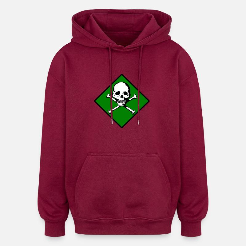 Schädel und Knochen - Oversized Unisex Hoodie - Burgunderrot