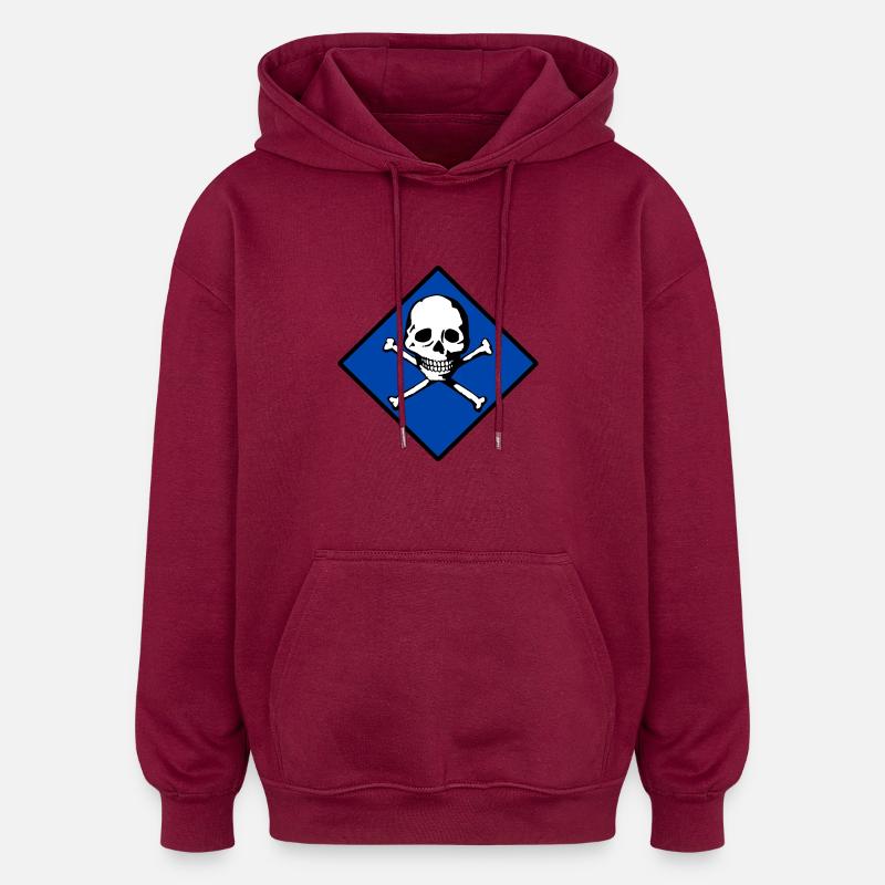 Schädel und Knochen - Oversized Unisex Hoodie - Burgunderrot