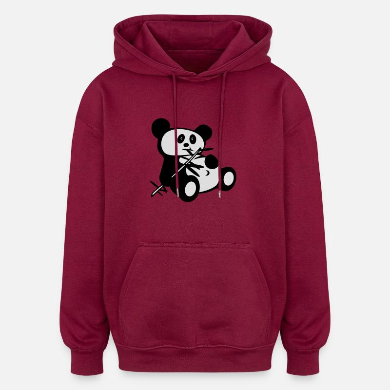 lazy panda - Oversized Unisex Hoodie - burgundy