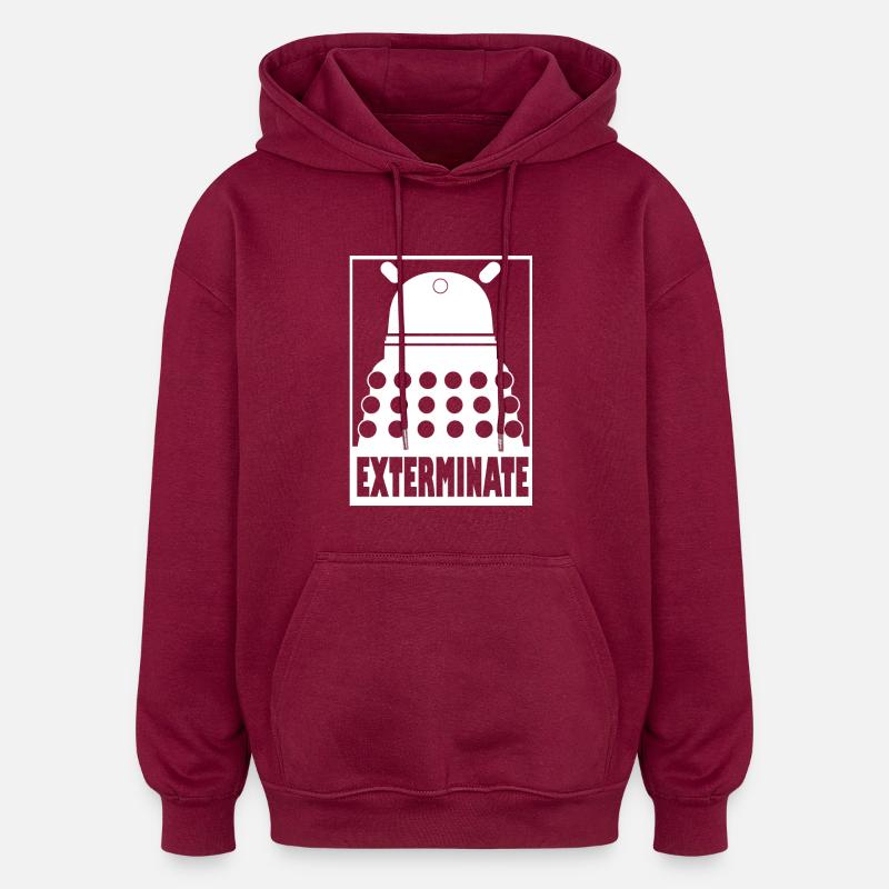 Exterminate - Oversized Unisex Hoodie - burgundy