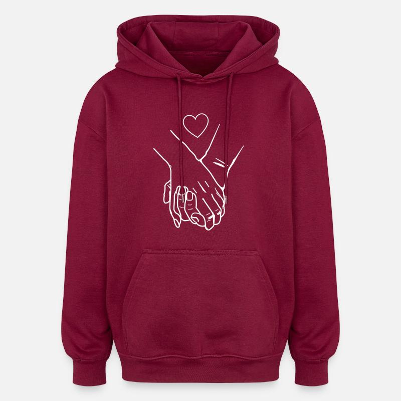 Mains Coeurs - Sweat à capuche oversize unisexe - bordeaux