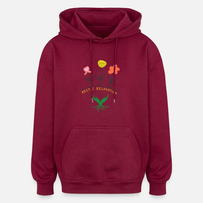 Relax Flower Design - Sweat à capuche oversize unisexe - bordeaux