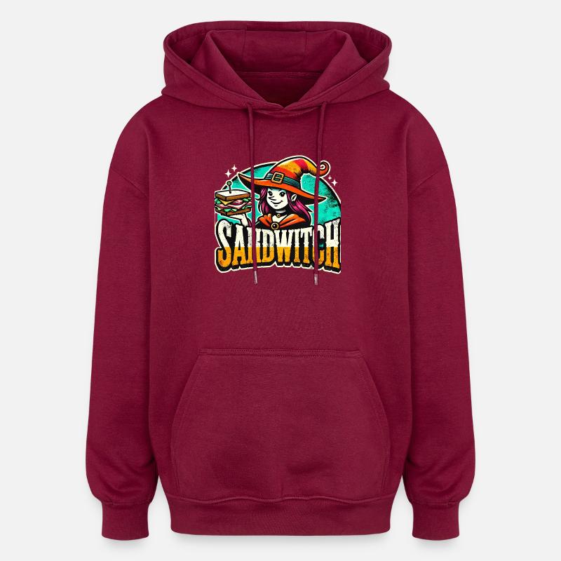 Sandwitch Witch Sandwich Funny Halloween - Oversized Unisex Hoodie - burgundy