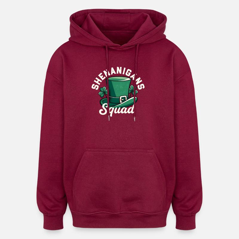 Shenanigans Squad Leprechaun-Hut - Oversized Unisex Hoodie - Burgunderrot