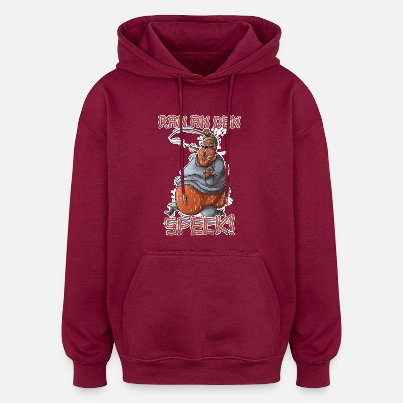 Mettez-vous au bacon - Sweat à capuche oversize unisexe - bordeaux