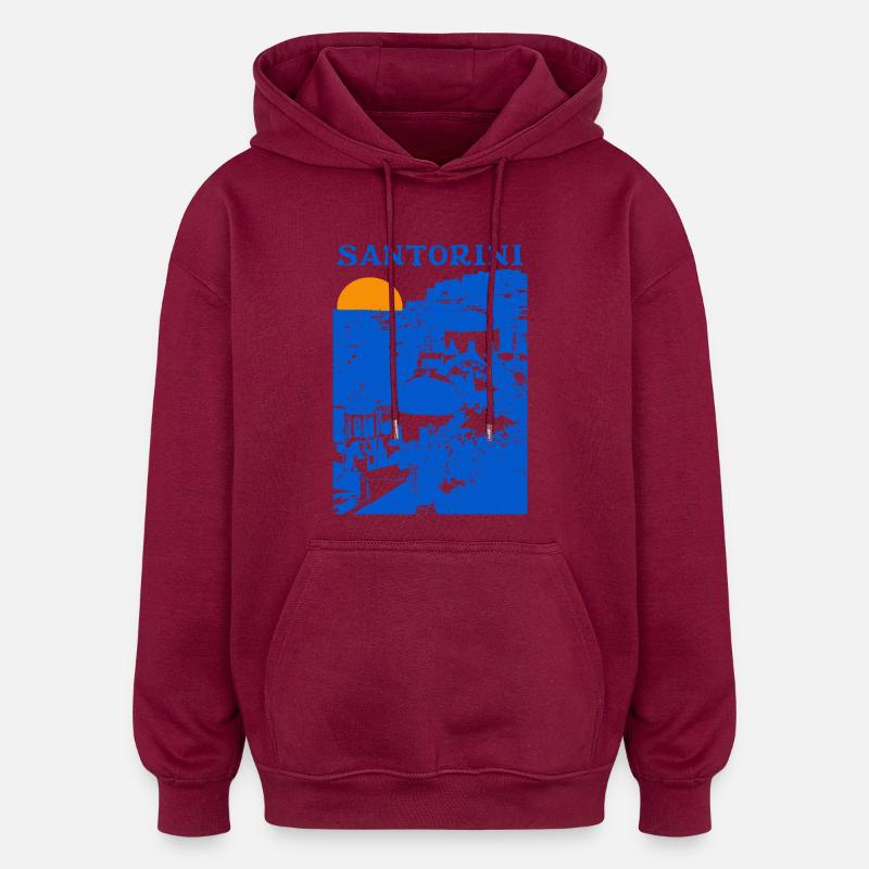 Santorin - Sweat à capuche oversize unisexe - bordeaux
