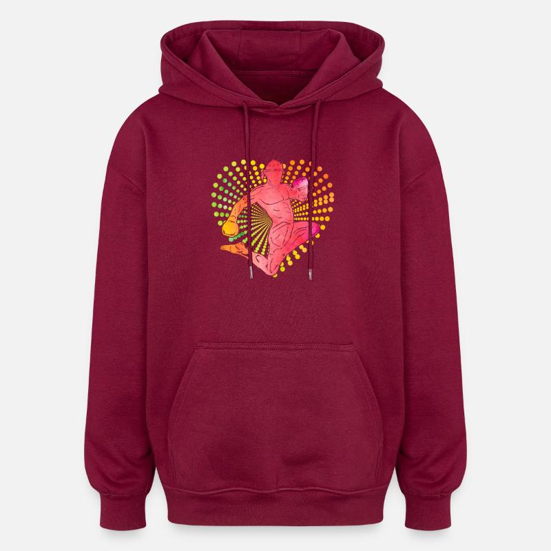 Muay Thaï - Sweat à capuche oversize unisexe - bordeaux