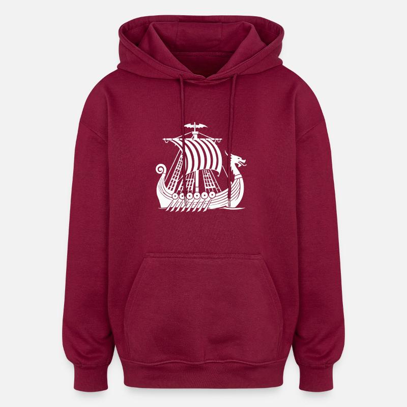 wikinger schiff - Oversized Unisex Hoodie - Burgunderrot
