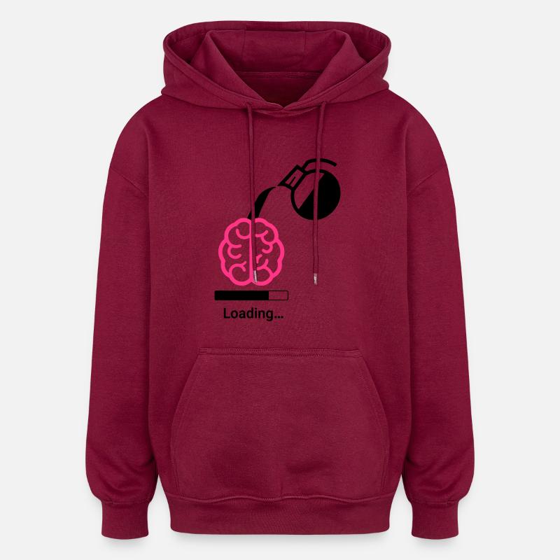 État de chargement du café - Sweat à capuche oversize unisexe - bordeaux