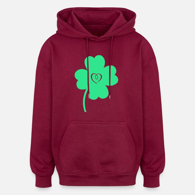kleeblatt herz - Oversized Unisex Hoodie - Burgunderrot