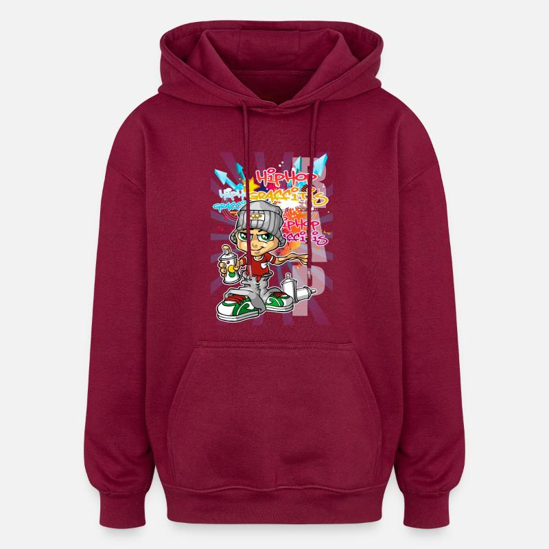Graffiti boy background - Oversized Unisex Hoodie - Burgunderrot