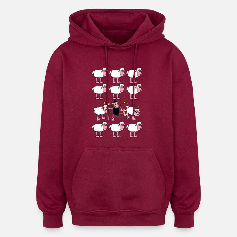 Schwarzes Schaf - Oversized Unisex Hoodie - Burgunderrot