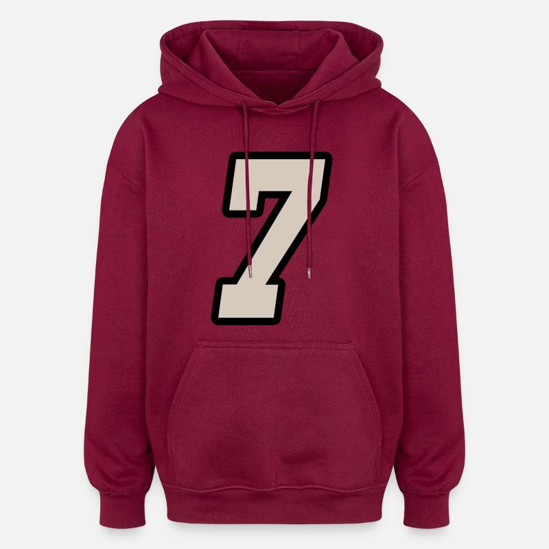 Nummer sieben 7 - Oversized Unisex Hoodie - Burgunderrot