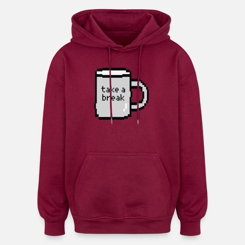 Tasse Relax Check Pixel Art - Sweat à capuche oversize unisexe - bordeaux