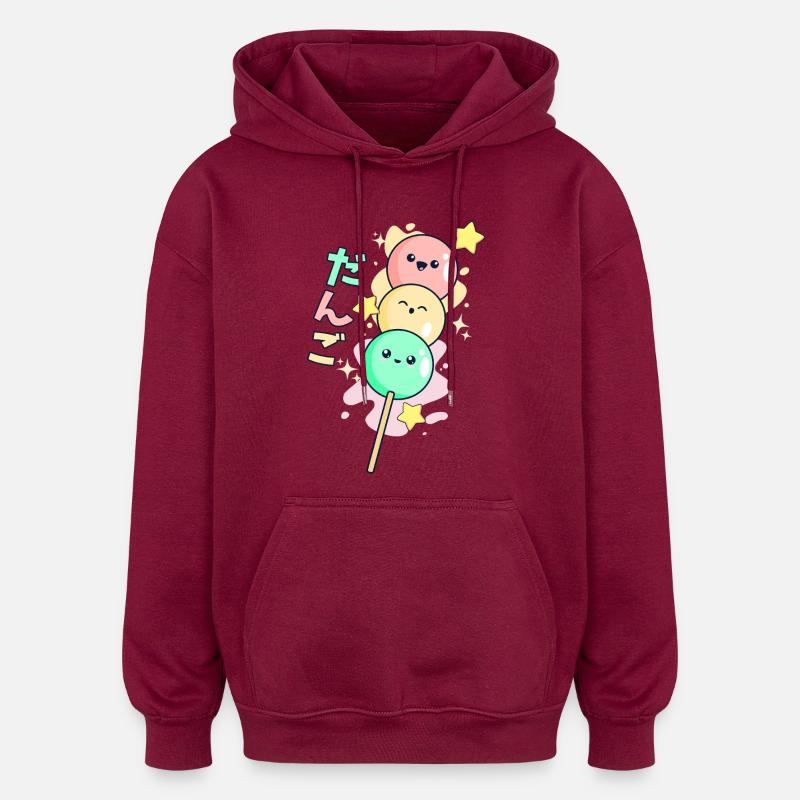 Kawaii Happy Hanami Dango - Sweat à capuche oversize unisexe - bordeaux