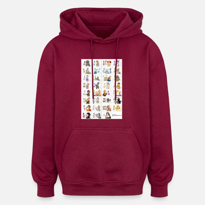 Alphabet des doigts allemands 2 / - Sweat à capuche oversize unisexe - bordeaux