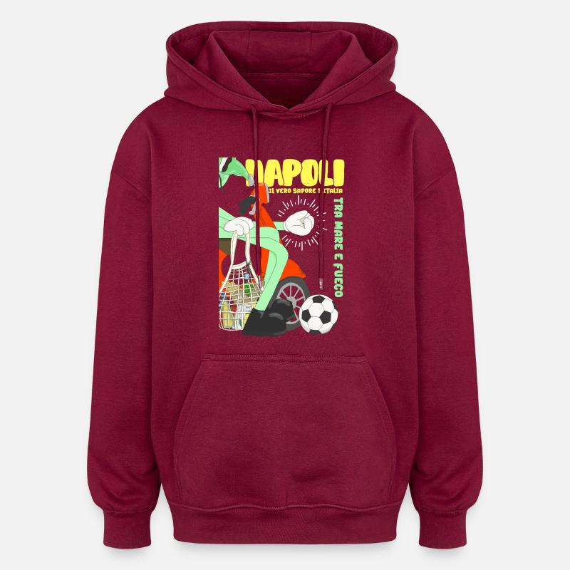 Naples Street culture - Sweat à capuche oversize unisexe - bordeaux