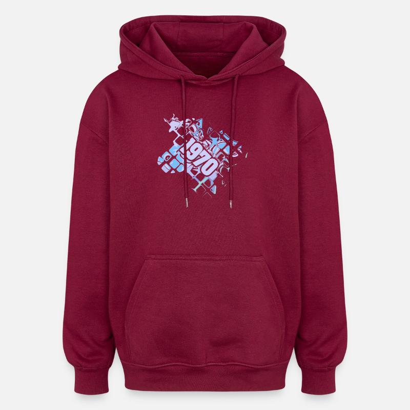 1970 - Sweat à capuche oversize unisexe - bordeaux