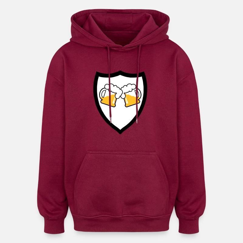 Bier Emblem 3c - Oversized Unisex Hoodie - Burgunderrot