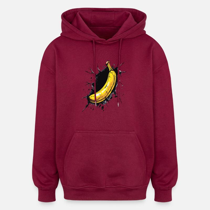 Une banane brise le mur - Sweat à capuche oversize unisexe - bordeaux