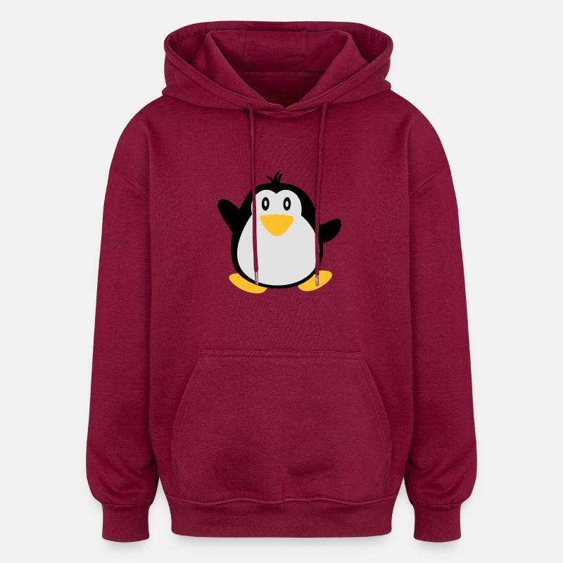 süßer Pinguine - Sweat à capuche oversize unisexe - bordeaux