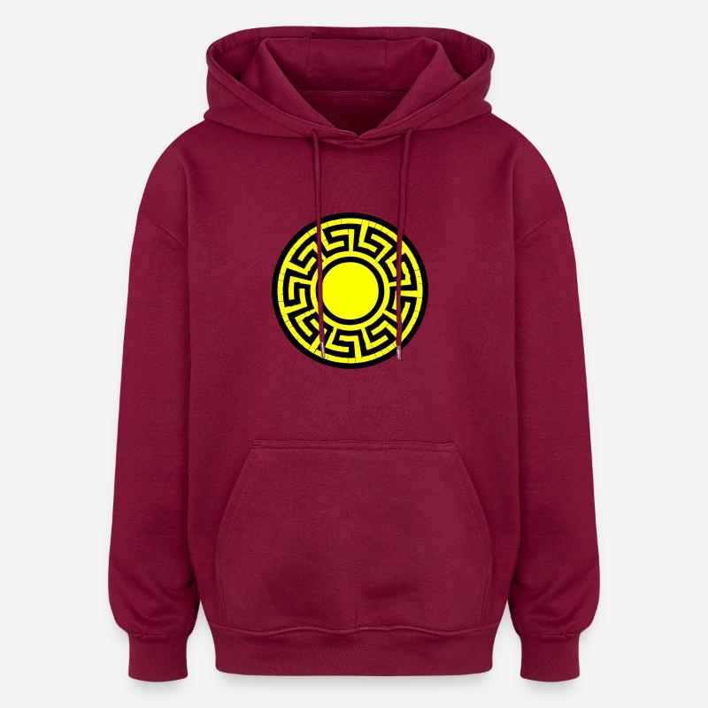 Disk Pattern - Oversized Unisex Hoodie - burgundy