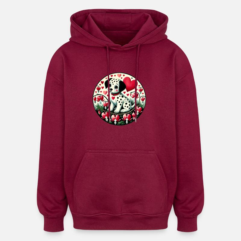 Dalmatien Valentine - Sweat à capuche oversize unisexe - bordeaux