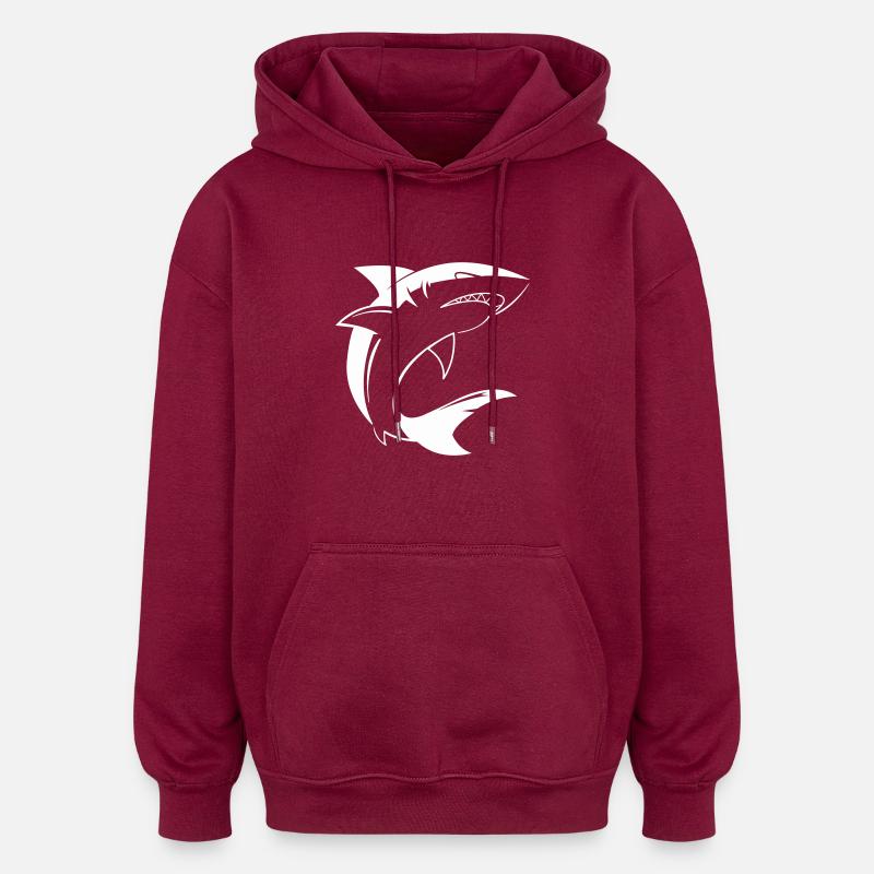 Hai Shark - Oversized Unisex Hoodie - burgundy