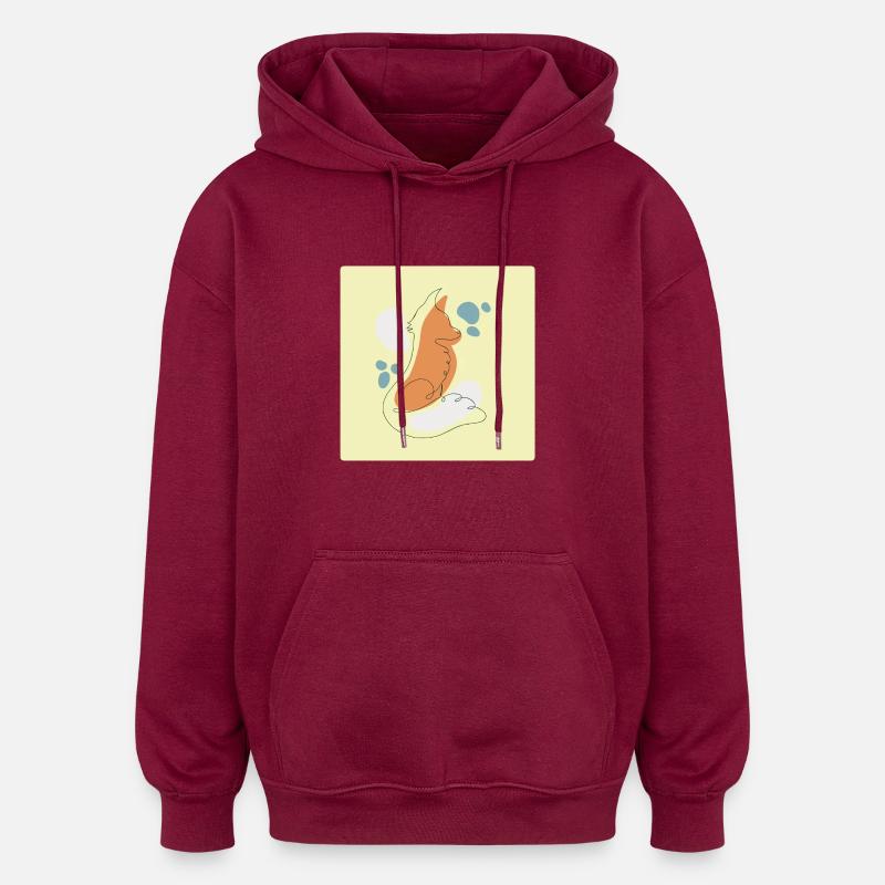 Fox - Oversized Unisex Hoodie - burgundy
