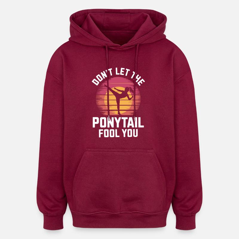 Ponytail mit Power - Oversized Unisex Hoodie - Burgunderrot