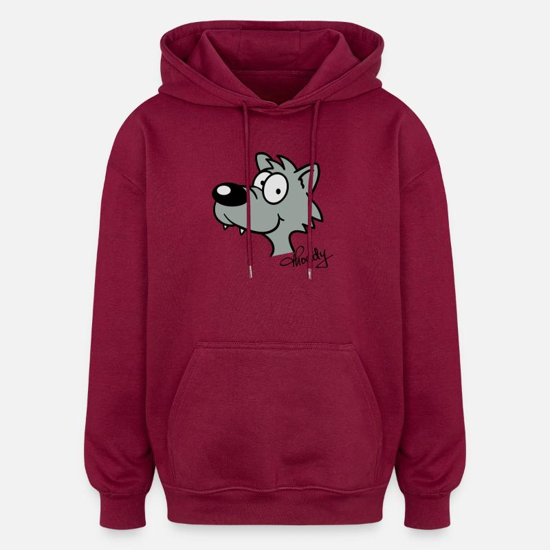 Wolf beflockbar - Oversized Unisex Hoodie - Burgunderrot