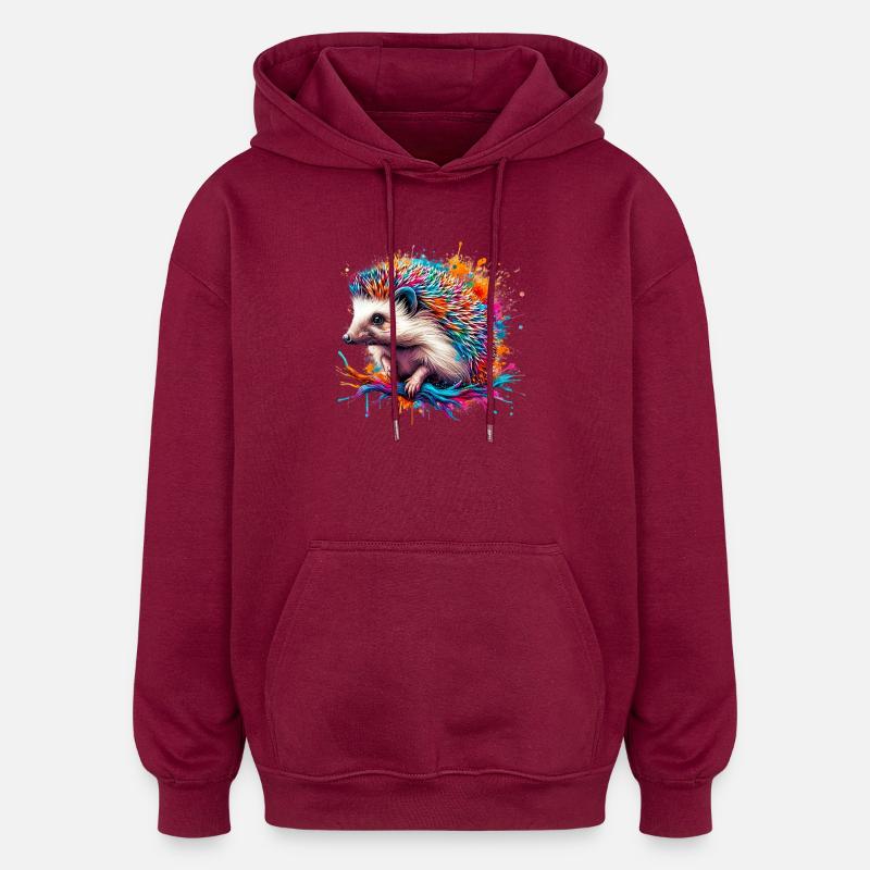Hérisson - Sweat à capuche oversize unisexe - bordeaux