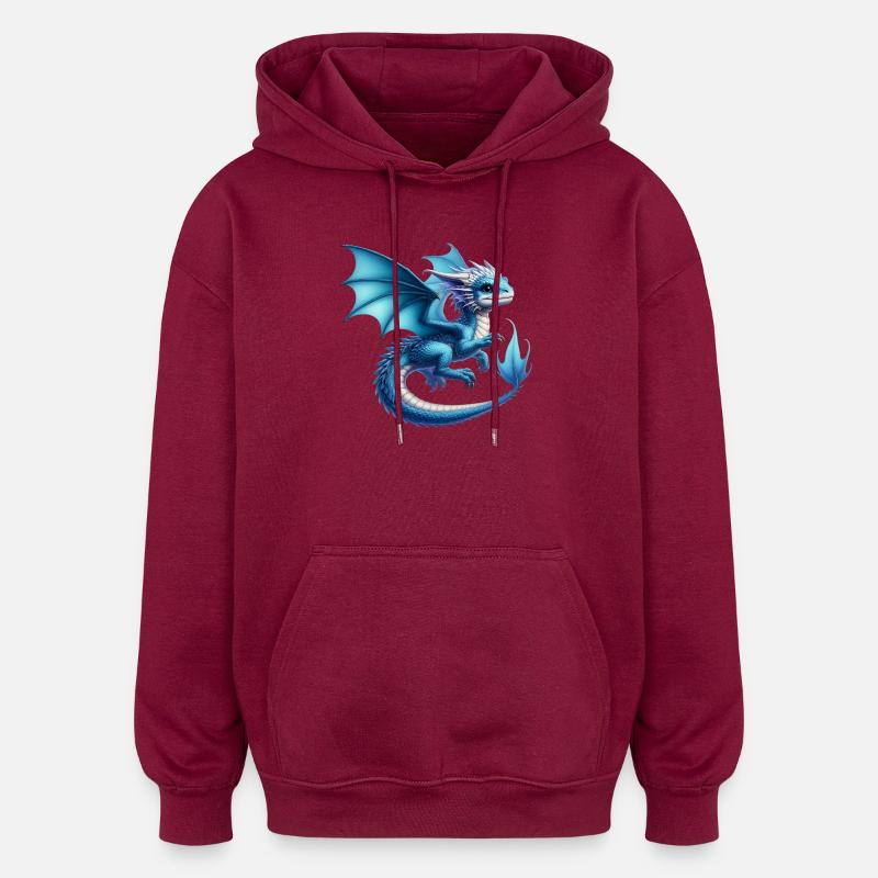 Dragon - Sweat à capuche oversize unisexe - bordeaux