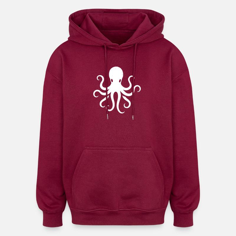 Octopus - Oversized Unisex Hoodie - burgundy