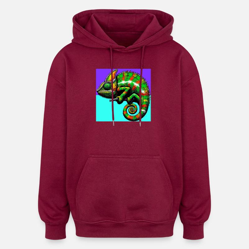 caméléon - Sweat à capuche oversize unisexe - bordeaux