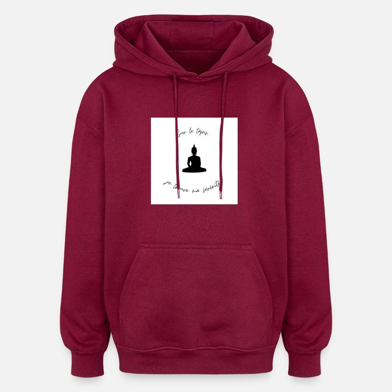 Yogi sur tapis - Sweat à capuche oversize unisexe - bordeaux