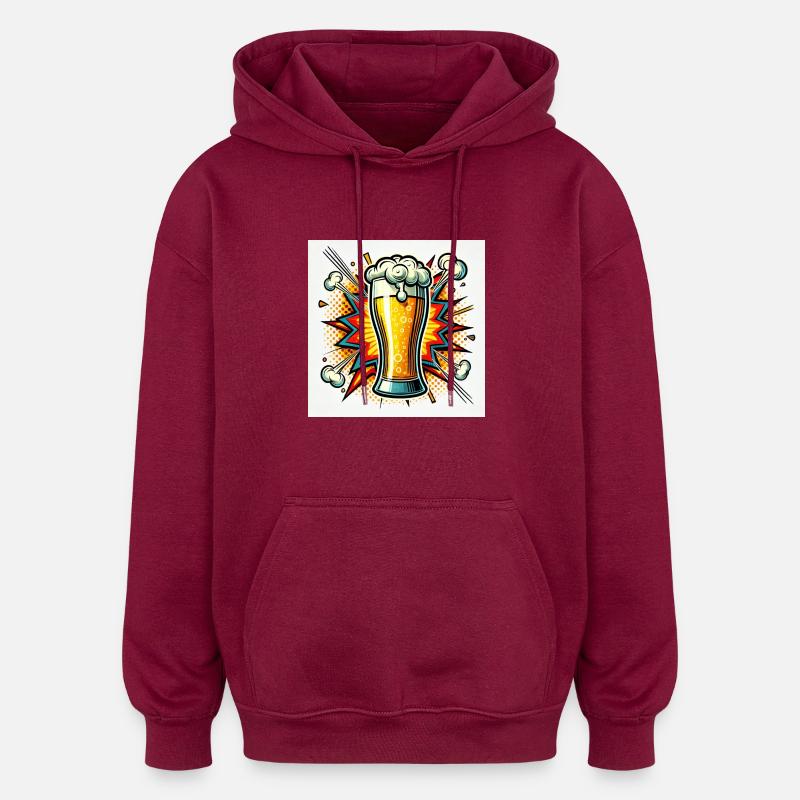 Power Bier Comic - Oversized Unisex Hoodie - Burgunderrot
