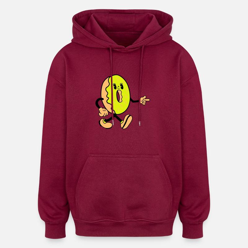Donut Bande Dessinée Drôle - Sweat à capuche oversize unisexe - bordeaux