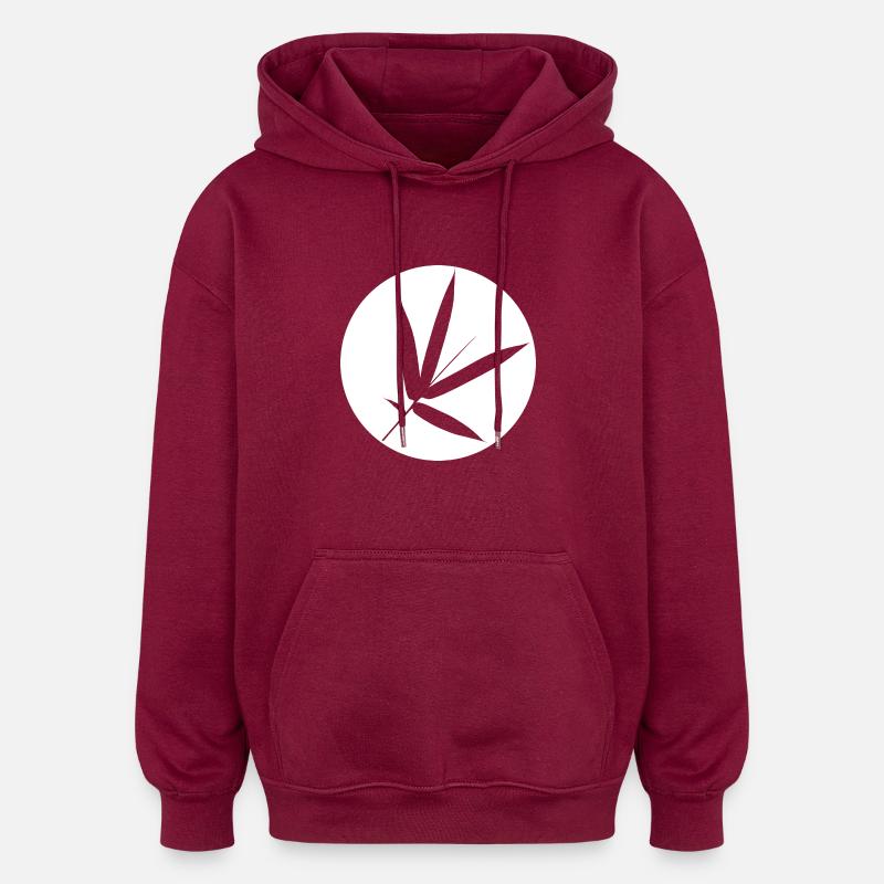 bamboo leaf - Oversized Unisex Hoodie - burgundy