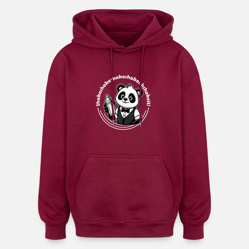 Panda Barkeeper Fun - Oversized Unisex Hoodie - Burgunderrot