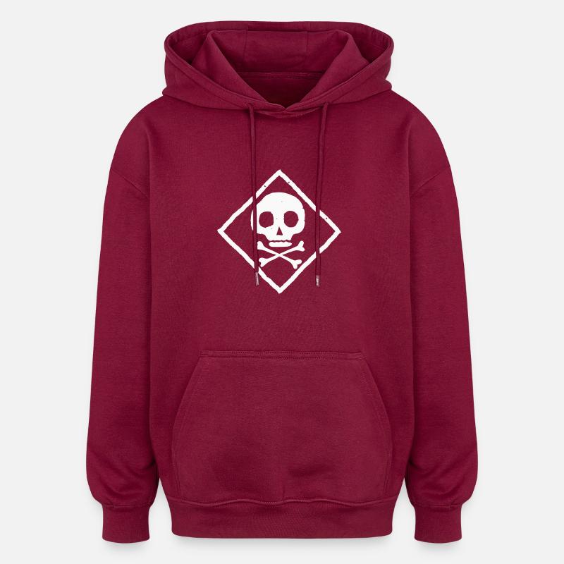 Schädel und Knochen - Oversized Unisex Hoodie - Burgunderrot