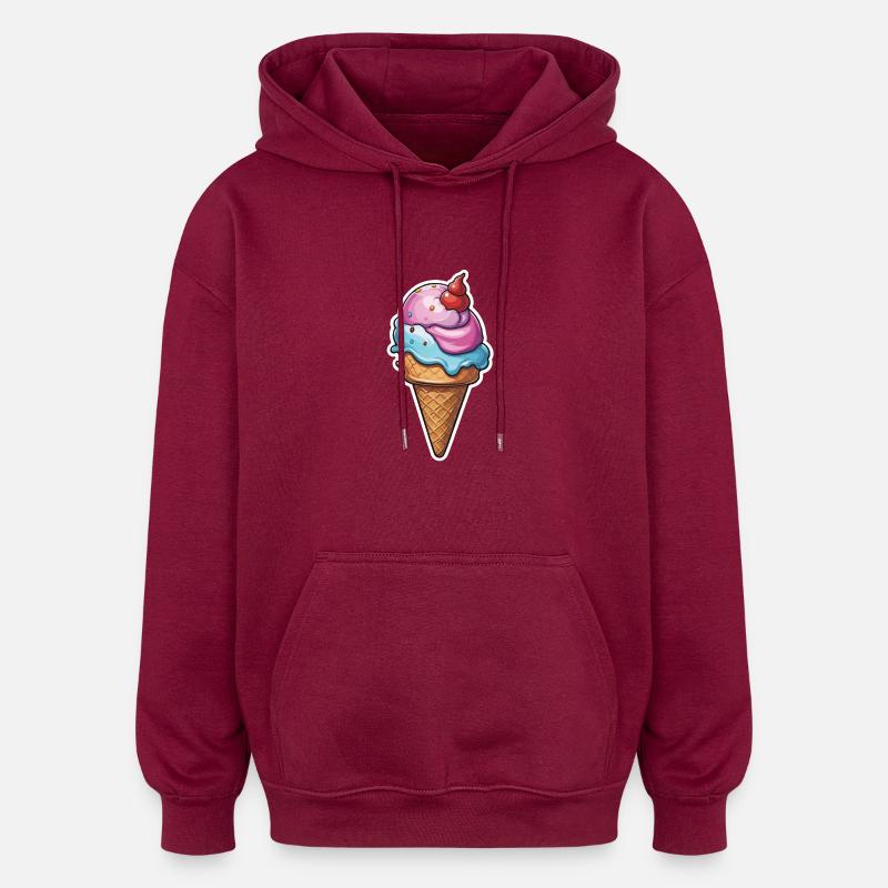 Glace - Sweat à capuche oversize unisexe - bordeaux