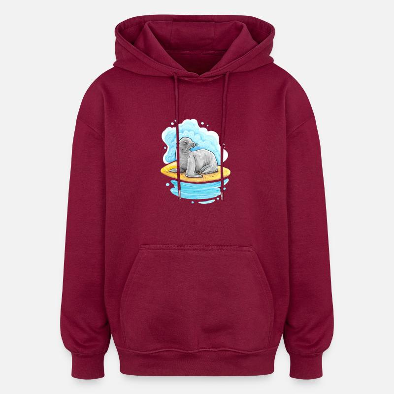 Otarie - Sweat à capuche oversize unisexe - bordeaux