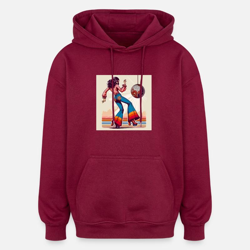 Discothèque rétro - Sweat à capuche oversize unisexe - bordeaux
