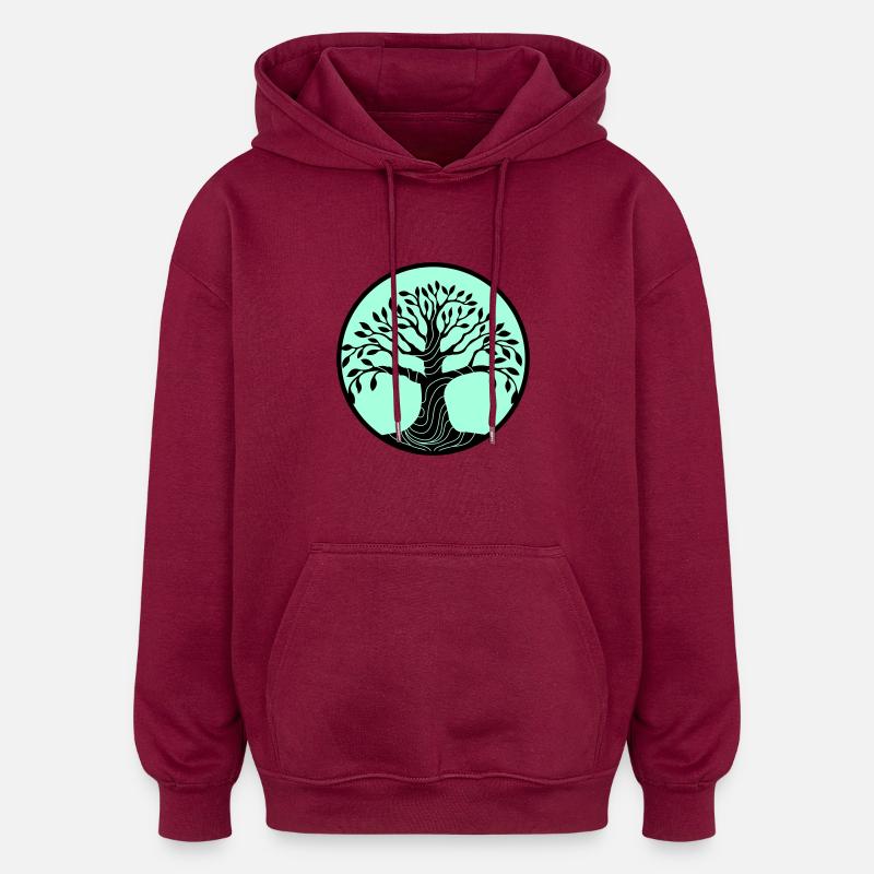 Arbre de vie - Sweat à capuche oversize unisexe - bordeaux