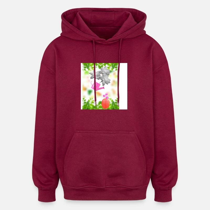 Fleur - Sweat à capuche oversize unisexe - bordeaux