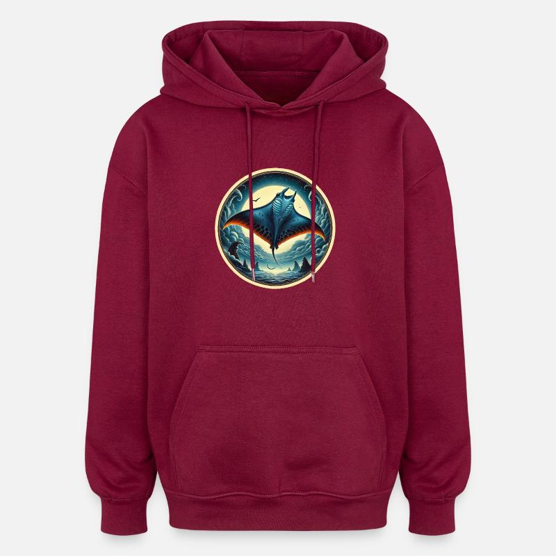 Raie - Sweat à capuche oversize unisexe - bordeaux