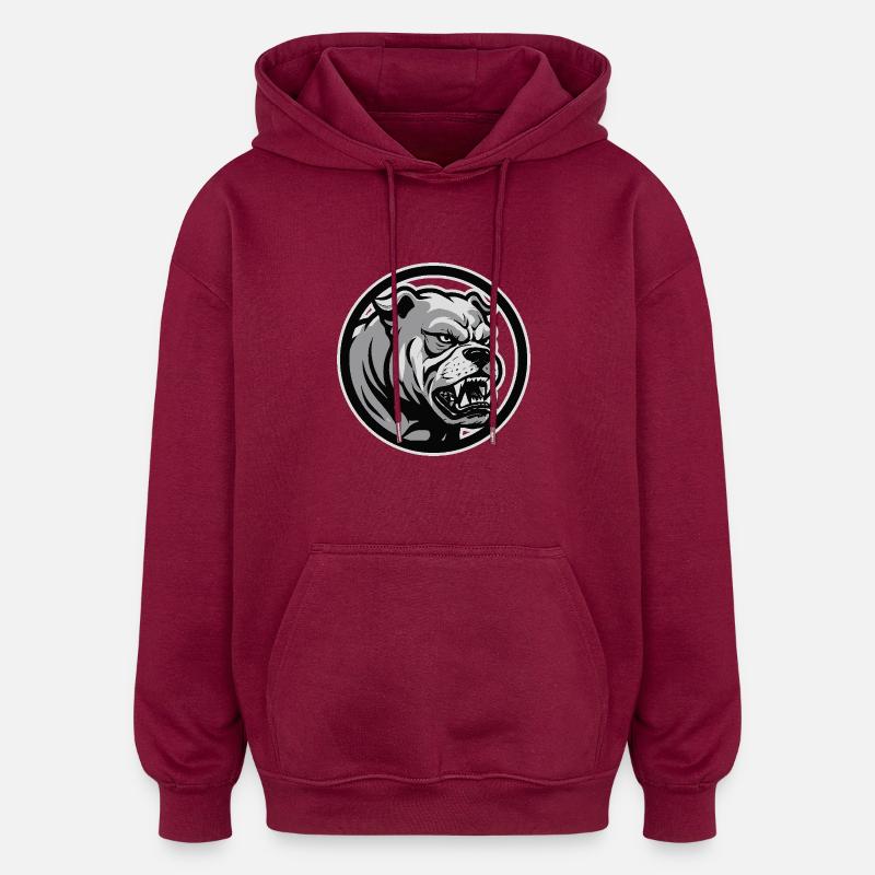 Bouledogue en colère - Sweat à capuche oversize unisexe - bordeaux